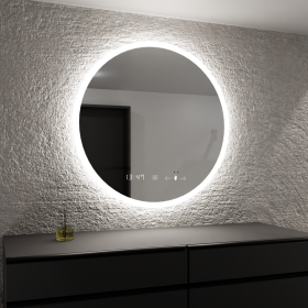 Oglinda LED Senzor Stephanne cu Sistem Dezaburire si Ceas 60x60cm, colectia Marcello Funghi