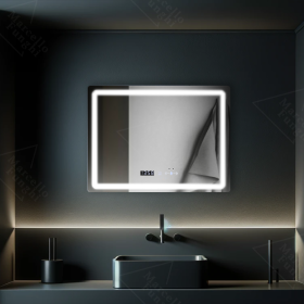 Oglinda LED Senzor Vectro, cu functie Dezaburire si Ceas 80x60 cm, colectia Marcello Funghi
