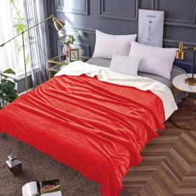 Pătură Cocolino cu Blăniță, 200x230 cm, Model Uni, Roșu