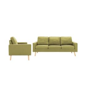 Set Canapea cu 3 Locuri și 2 Locuri, Material Textil, Verde