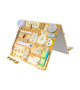 Tablă Magnetică Educativă Multiuncțională Montessori cu Încuietori, 8 Carioci, Lemn și Plastic