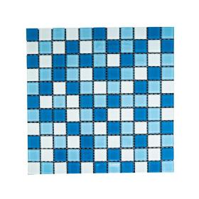 Tapet 3D cu Autoadeziv, 30 cm*30 cm*0.3 cm, Fibră de Sticlă, Alb cu Bleu și Albastru, Mozaic
