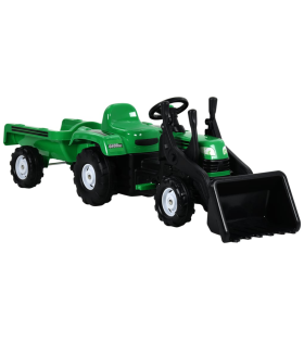 Tractor cu Remorcă şi Incărcător pentru Copii, cu Pedale, Verde și Negru