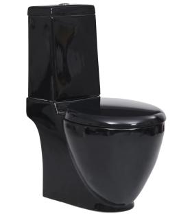Vas de toaletă din Ceramică cu Flux Inferior, Rotund, Negru